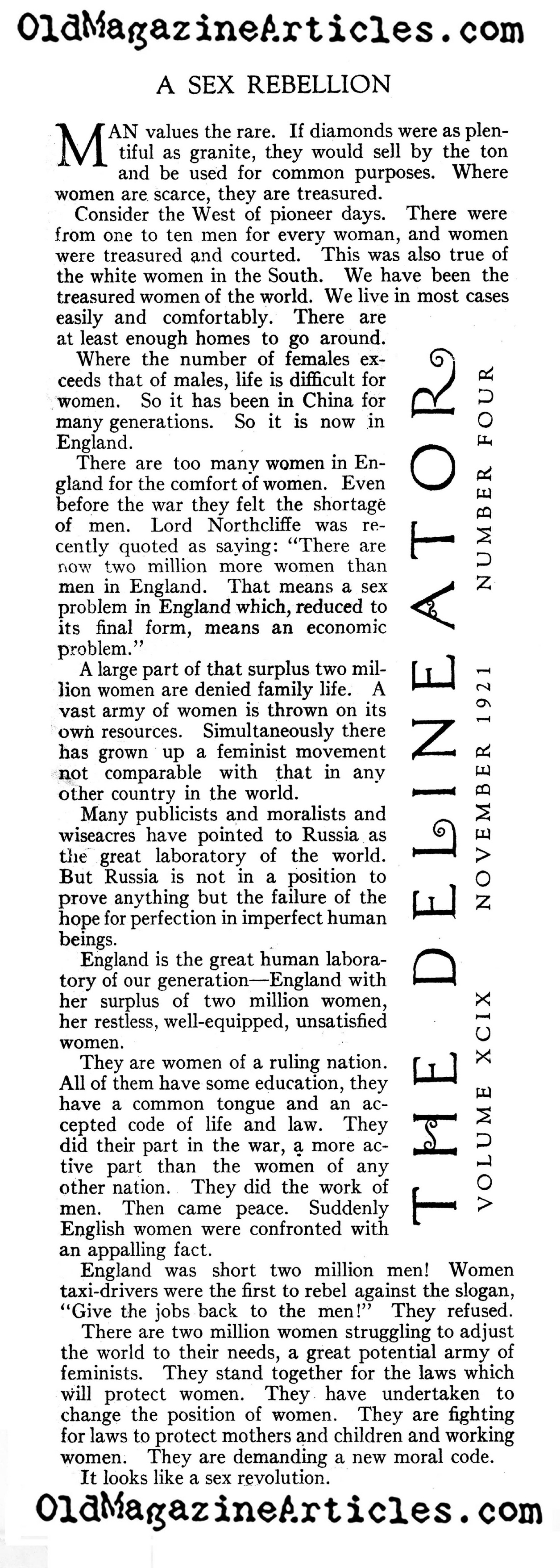 Two Million Dead Men and the Advance of Feminism (Delineator Magazine, 1921)